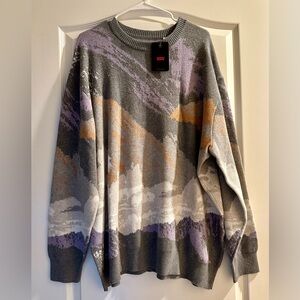 Levi’s Dusk Mountain Landscape Oversized Stay Loose Knit Crewneck Sweater XL